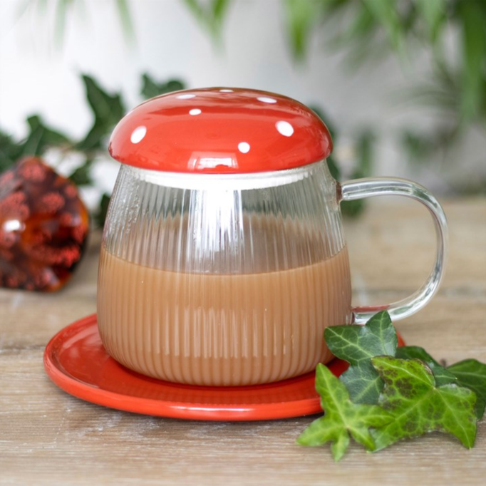 Glass Mushroom Mug and Saucer: 1 - Mugs By Gift Moments