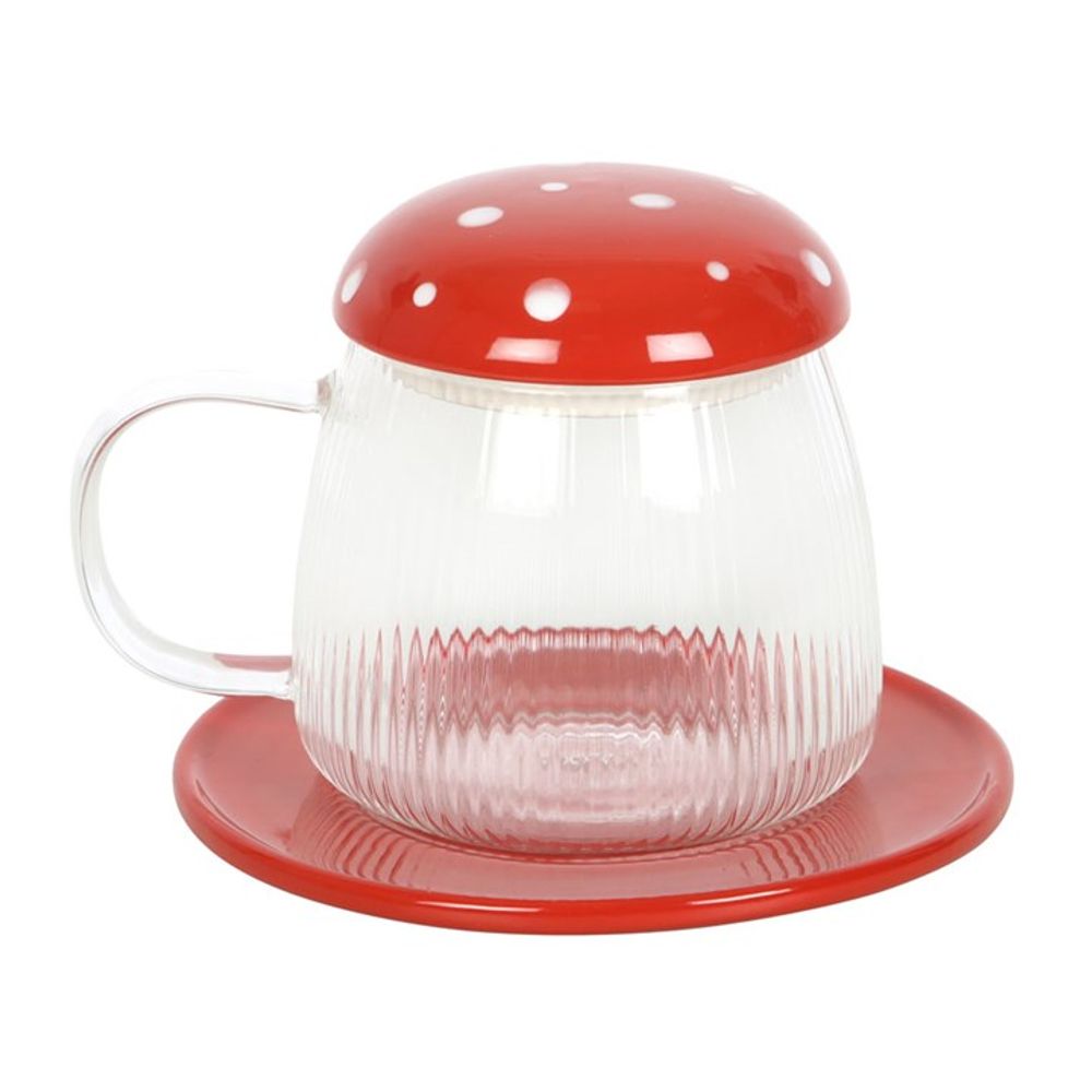 Glass Mushroom Mug and Saucer: 2 - Mugs By Gift Moments