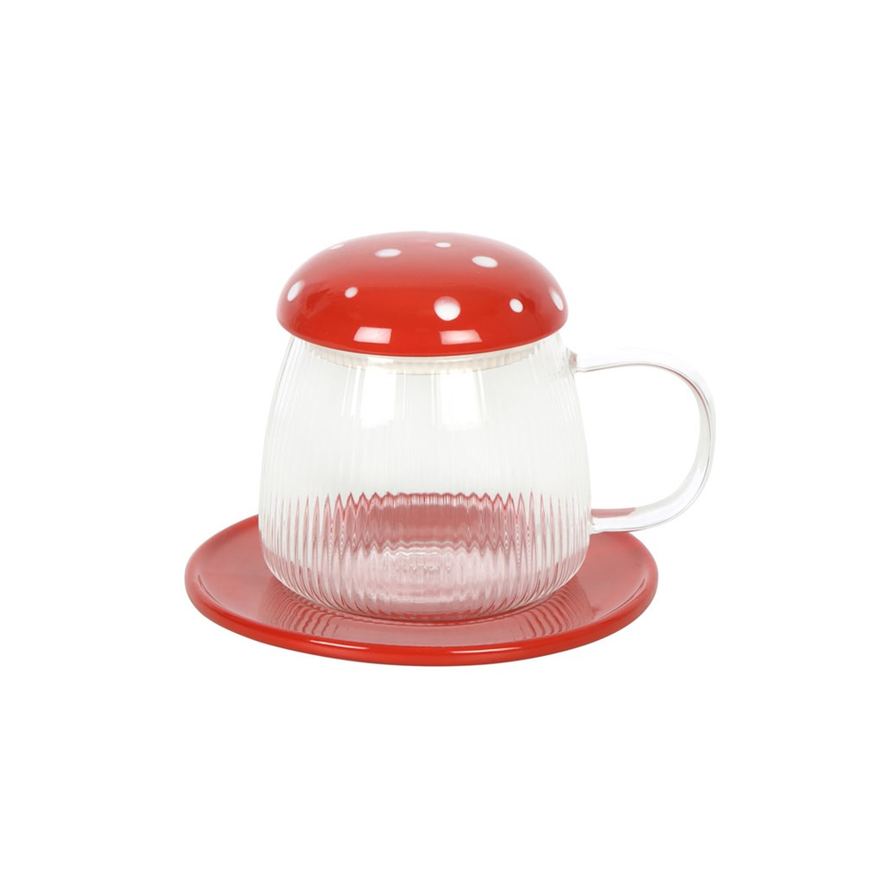 Glass Mushroom Mug and Saucer: 4 - Mugs By Gift Moments