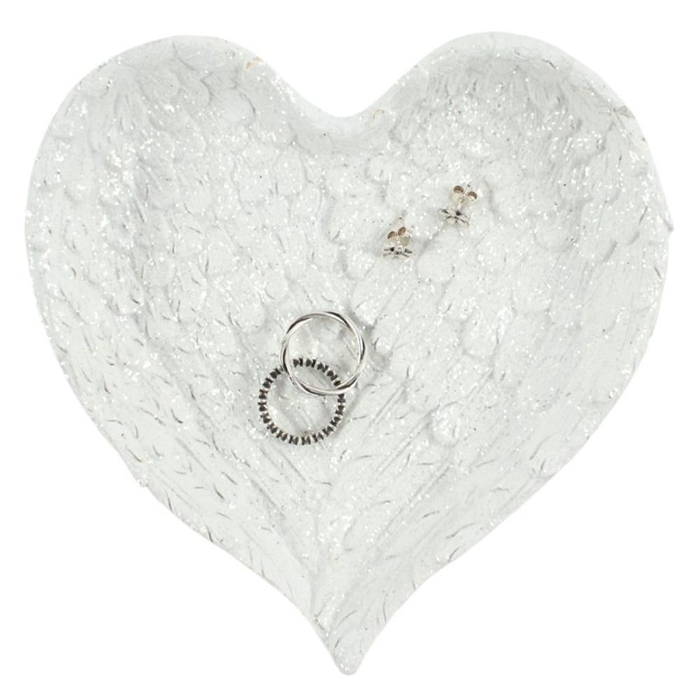 Glitter Heart Shaped Angel Wing Trinket Dish: 2 - By Gift Moments