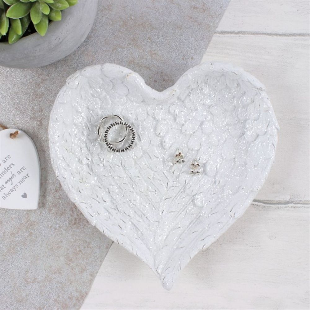 Glitter Heart Shaped Angel Wing Trinket Dish: 1 - By Gift Moments