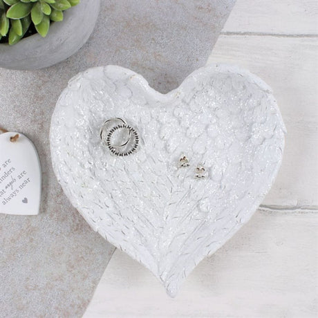 Glitter Heart Shaped Angel Wing Trinket Dish: 1 - By Gift Moments