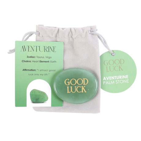 Good Luck Aventurine Crystal Palm Stone: 2 - By Gift Moments