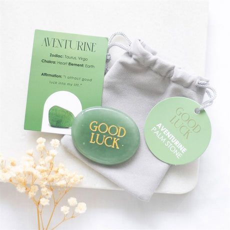 Good Luck Aventurine Crystal Palm Stone: 1 - By Gift Moments