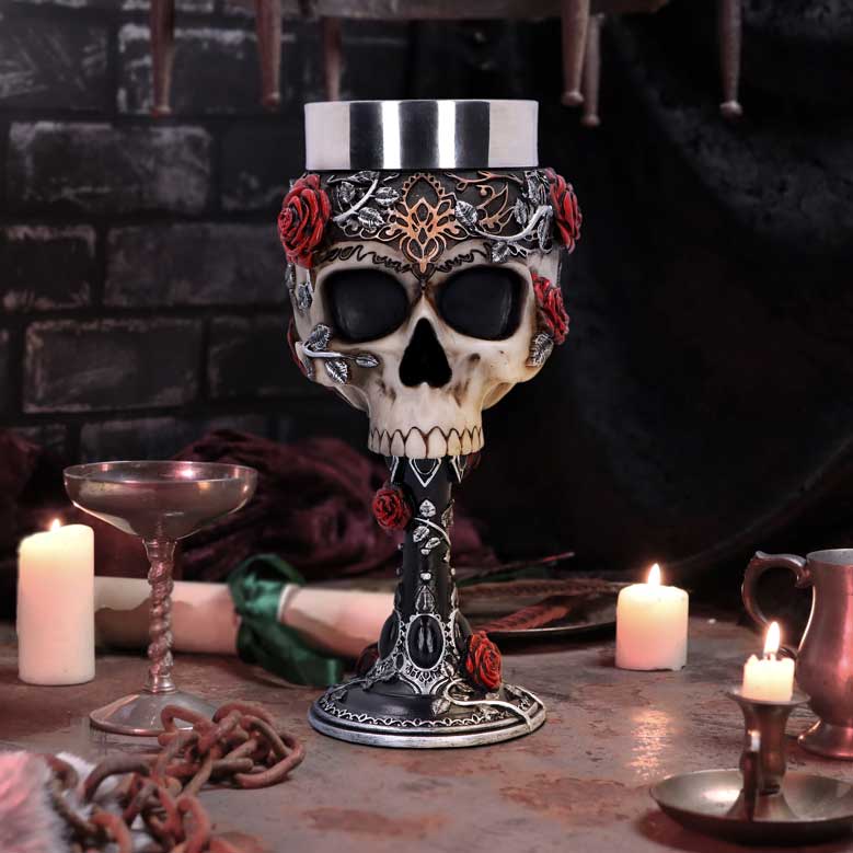 Gothic Roses Goblet Skull Horror Roses Wine Glass: 1 - Goblets & Chalices By Luna Lakota