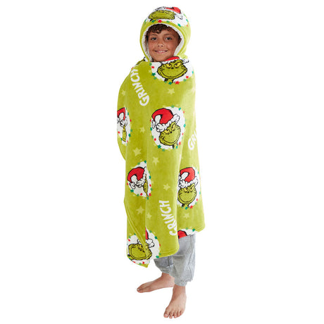 Grinch Youths Hooded Fleece Poncho Blanket: 1 - Blankets By The Grinch