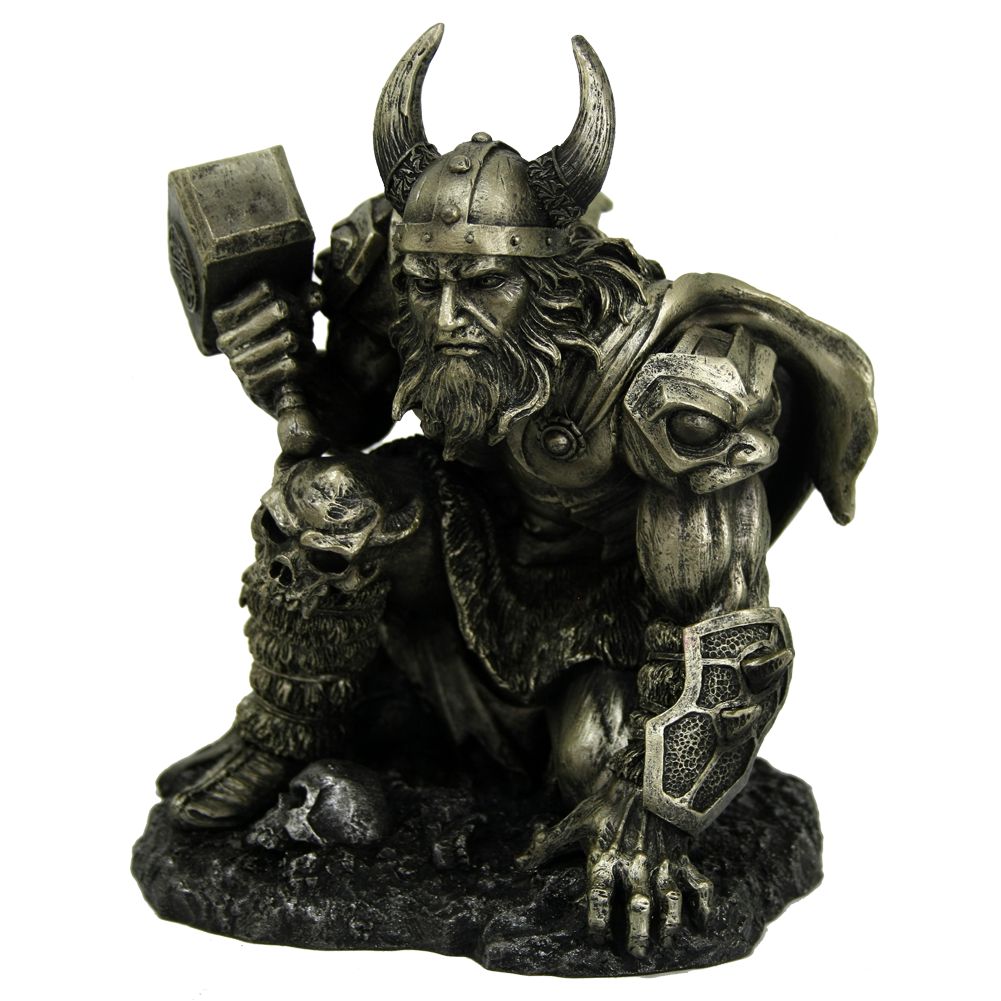 Metallic Norse God Thunder of Thor Figurine Default Title - Figures & Collectables at Gift Moments