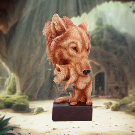 Natural Protection Wolf Mother and Cub Wood Effect Bust - Figures & Collectables at Gift Moments