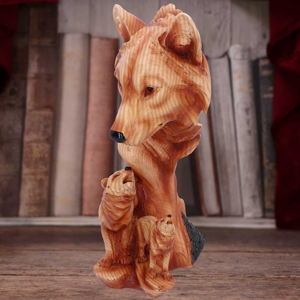 Natural Song Howling Wolves Wood Effect Bust - Figures & Collectables at Gift Moments