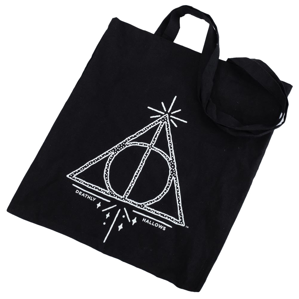 Deathly Hallows Black Canvas Tote Bag: 3 - Bags By Harry Potter