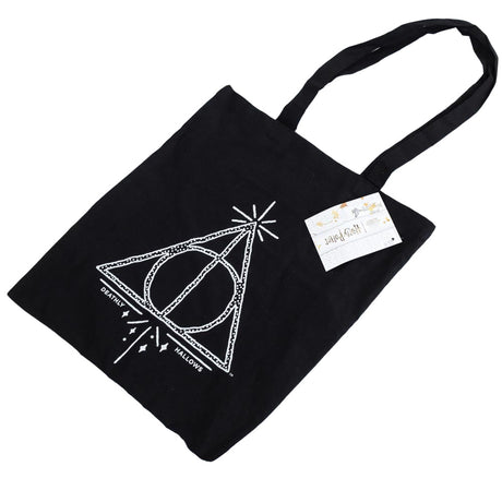 Deathly Hallows Black Canvas Tote Bag: 4 - Bags By Harry Potter