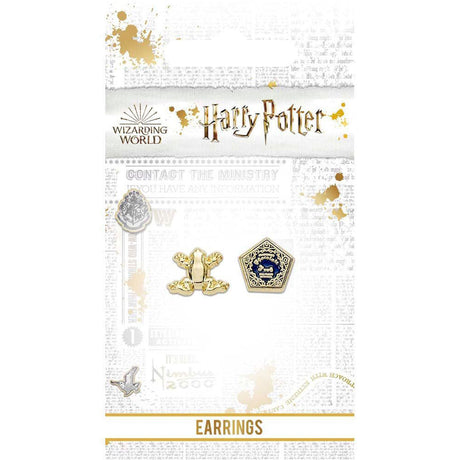 Gold Plated Chocolate Frog Earrings: 2 - Jewellery By Harry Potter