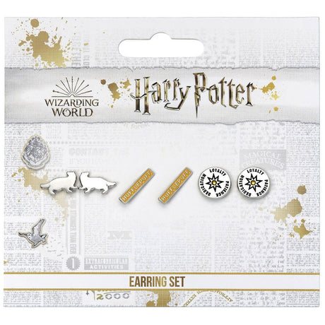 Hufflepuff Silver Plated Earring Set: 5 - Jewellery By Harry Potter