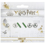 Slytherin Silver Plated Earring Set: 5 - Jewellery By Harry Potter