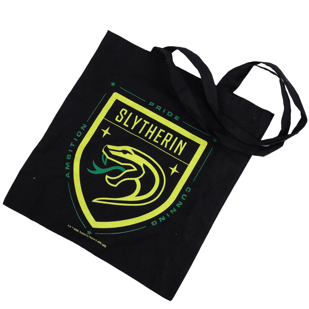 Slytherin Crest Black Canvas Tote Bag: 3 - Bags By Harry Potter