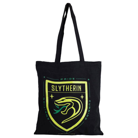 Slytherin Crest Black Canvas Tote Bag: 2 - Bags By Harry Potter