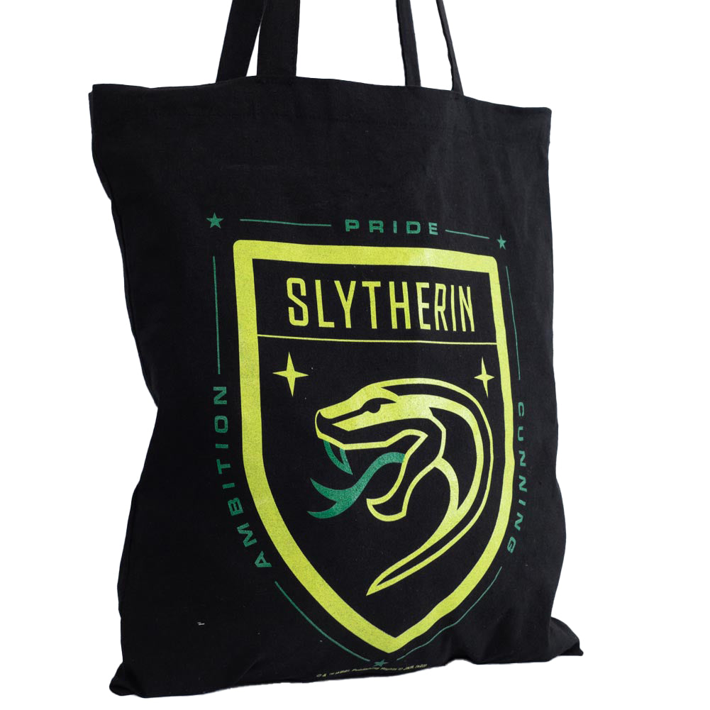 Slytherin Crest Black Canvas Tote Bag: 1 - Bags By Harry Potter