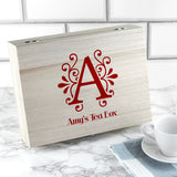 Personalised Floral Initial Tea Box Selection Red - Tea Boxes at Gift Moments