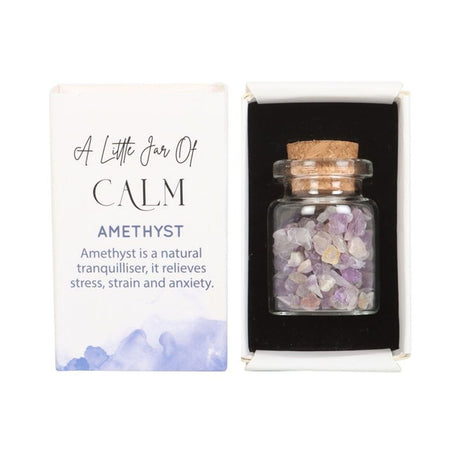 Jar of Calm Amethyst Crystal in a Matchbox: 3 - By Gift Moments