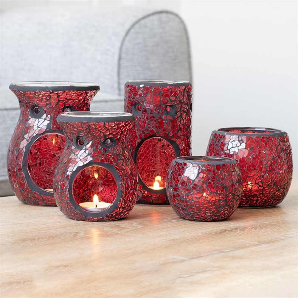 Large Red Crackle Glass Oil Burner: 5 - Oil & Wax Burners By Gift Moments