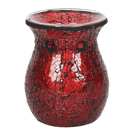 Large Red Crackle Glass Oil Burner: 3 - Oil & Wax Burners By Gift Moments