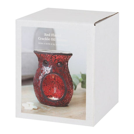 Large Red Crackle Glass Oil Burner: 4 - Oil & Wax Burners By Gift Moments