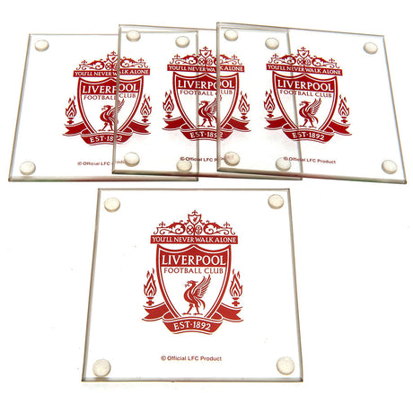 Liverpool FC Glass Coaster Set - Pack of 4: 1 - Coasters By Liverpool