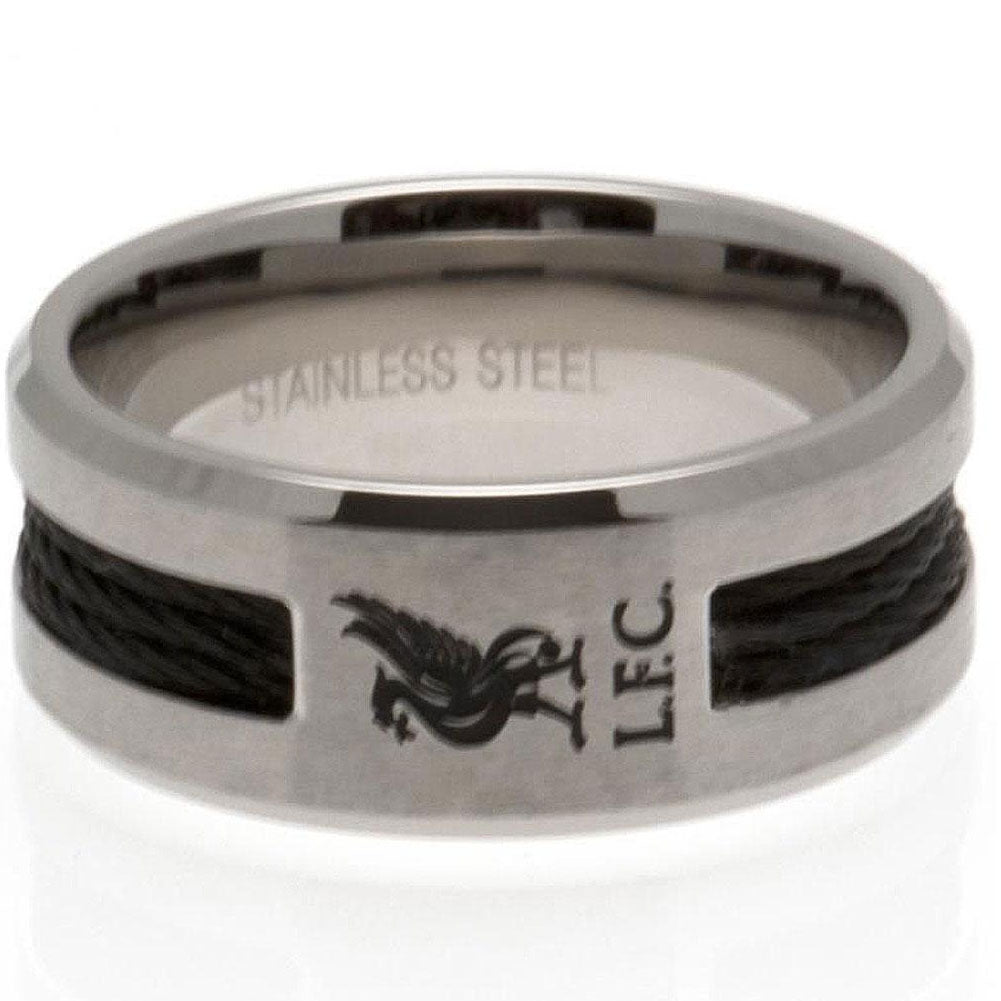 Liverpool FC Black Inlay Ring Large: 1 - Jewellery By Liverpool