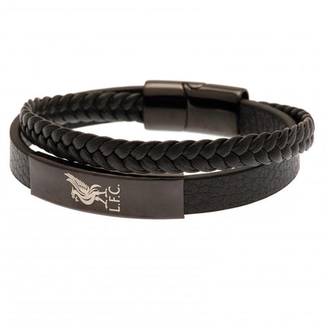 Liverpool FC Black IP Leather Bracelet: 2 - Jewellery By Liverpool