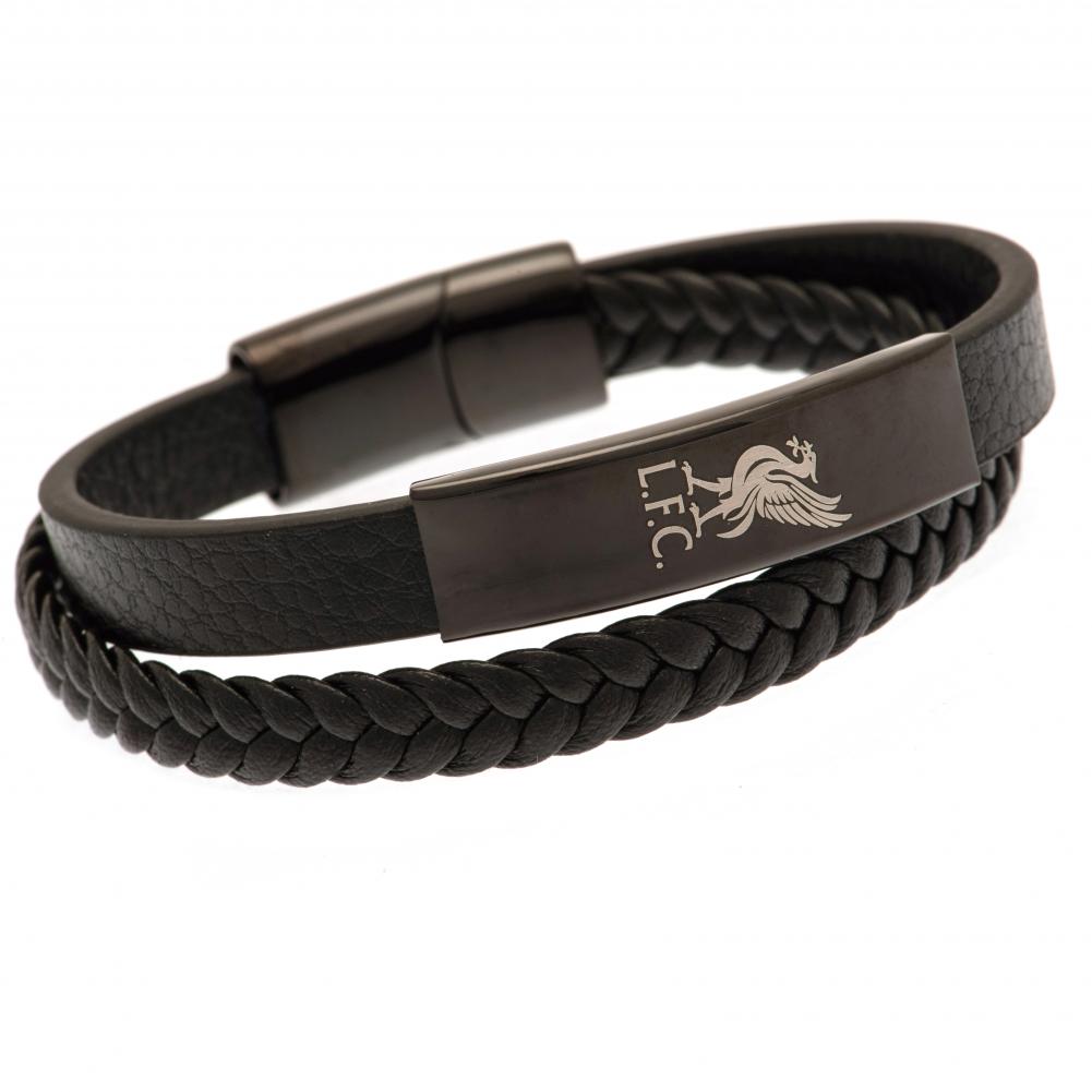 Liverpool FC Black IP Leather Bracelet: 1 - Jewellery By Liverpool