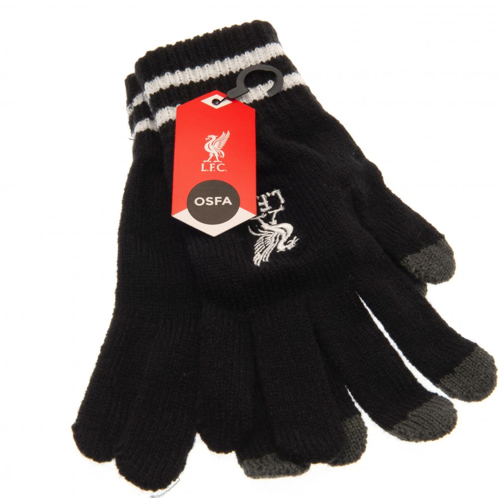 Liverpool FC Touchscreen Knitted Gloves Youths BK: 3 - Gloves By Liverpool