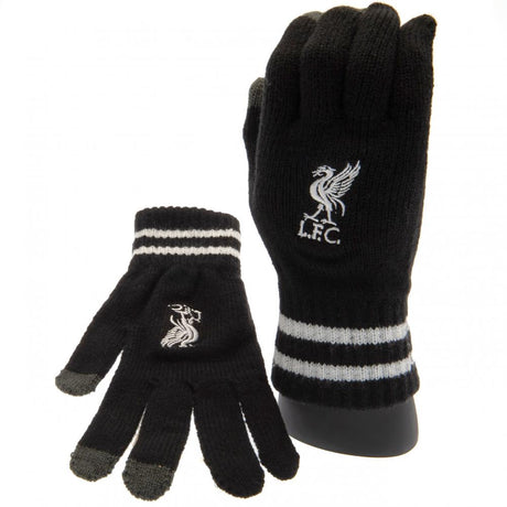 Liverpool FC Touchscreen Knitted Gloves Youths BK: 1 - Gloves By Liverpool