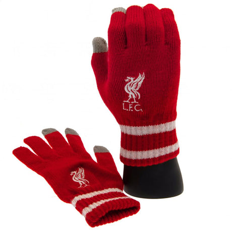 Liverpool FC Touchscreen Knitted Gloves Youths RD: 1 - Gloves By Liverpool