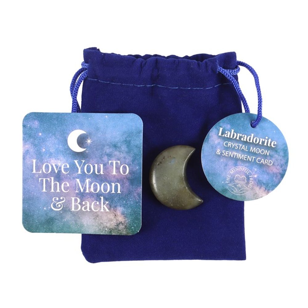 Love You to the Moon Labradorite Crystal Moon in a Bag: 1 - By Gift Moments