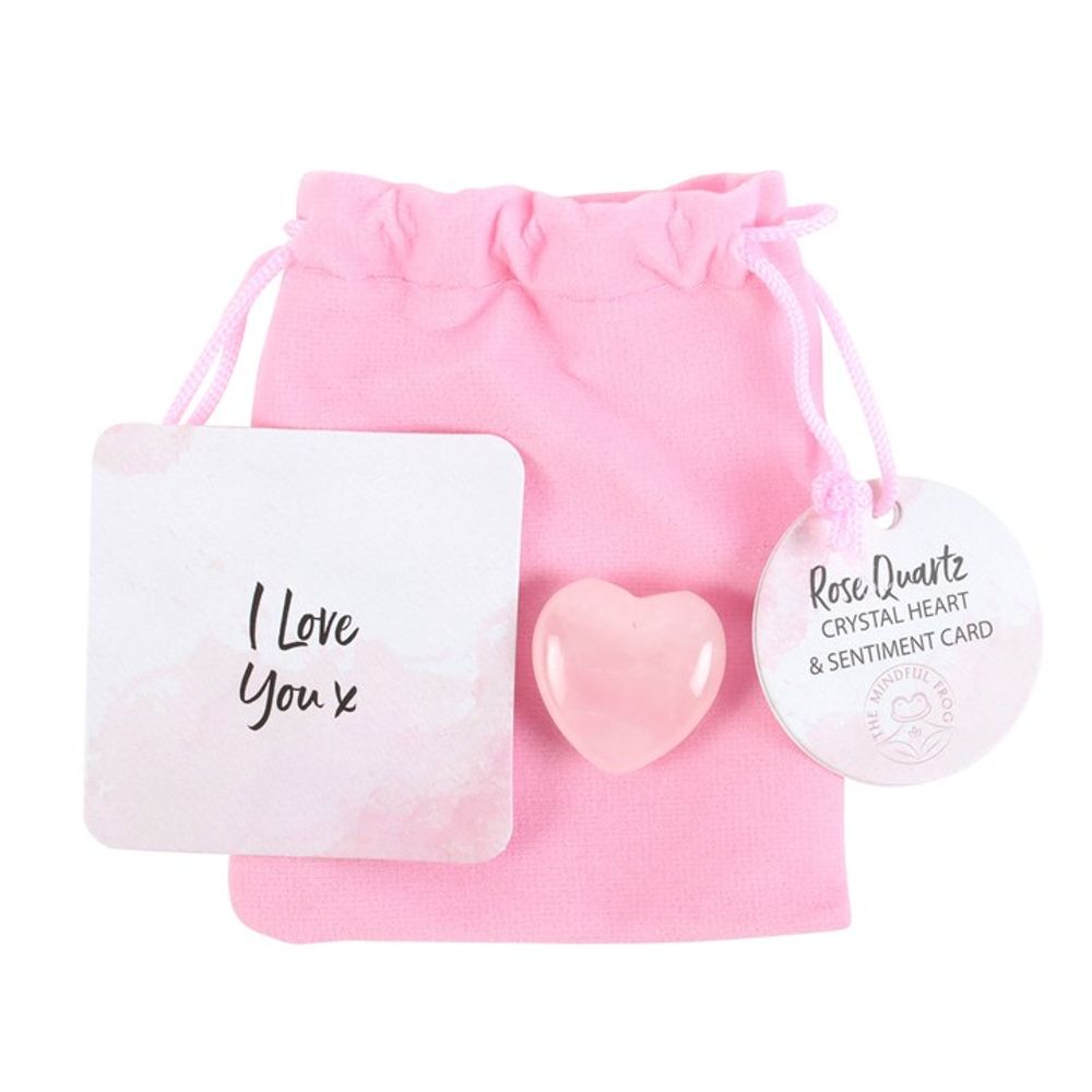 I Love You Rose Quartz Crystal Heart in a Bag: 1 - By Gift Moments