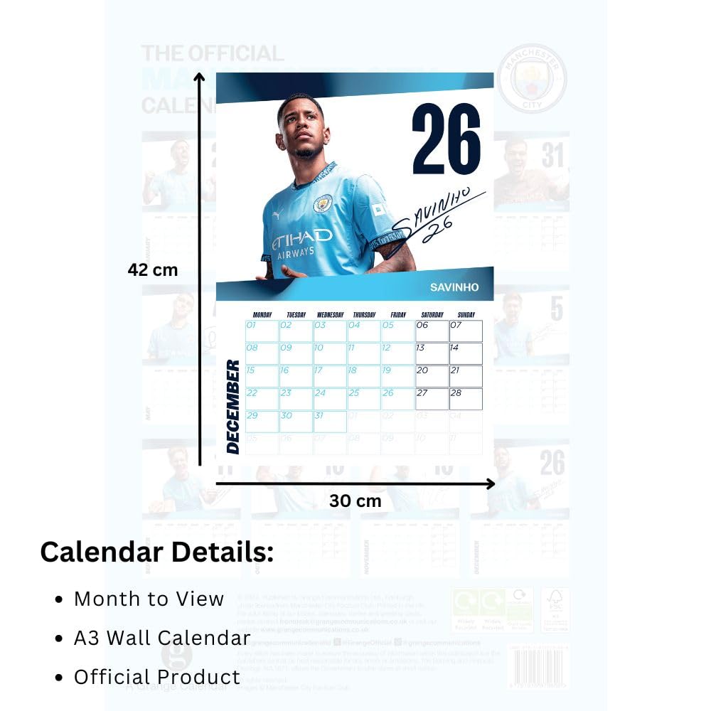 Manchester City FC A3 Calendar 2025: 5 - Calendars & Planners By Manchester City