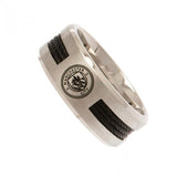 Manchester City FC Black Inlay Stainless Steel Ring: 2 - Jewellery By Manchester City