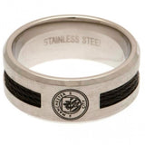 Manchester City FC Black Inlay Stainless Steel Ring: 1 - Jewellery By Manchester City