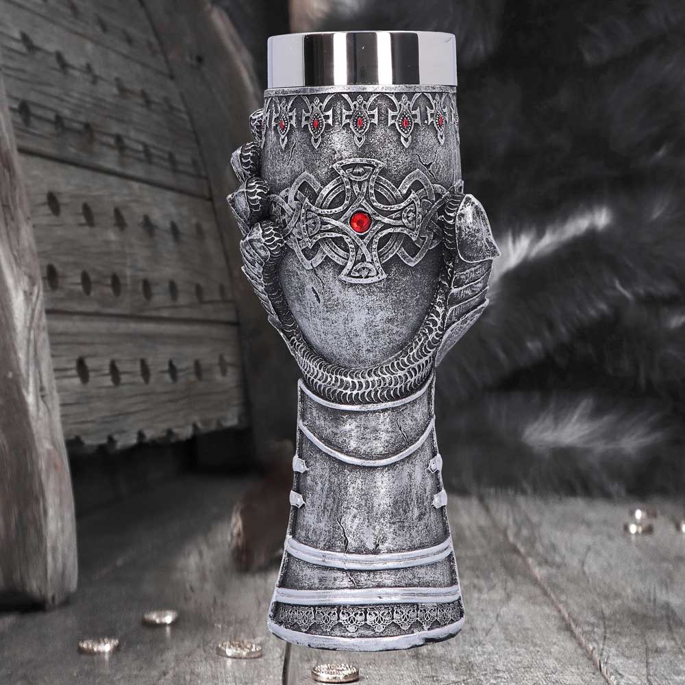 Medieval Knight Gauntlet Wine Goblet Hand Painted: 1 - Goblets & Chalices By NN Designs