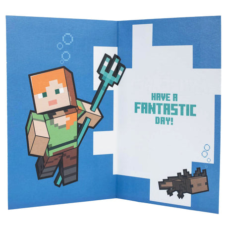 Minecraft Birthday Card Featuring Steve and Alex: 3 - Greeting Cards By Minecraft