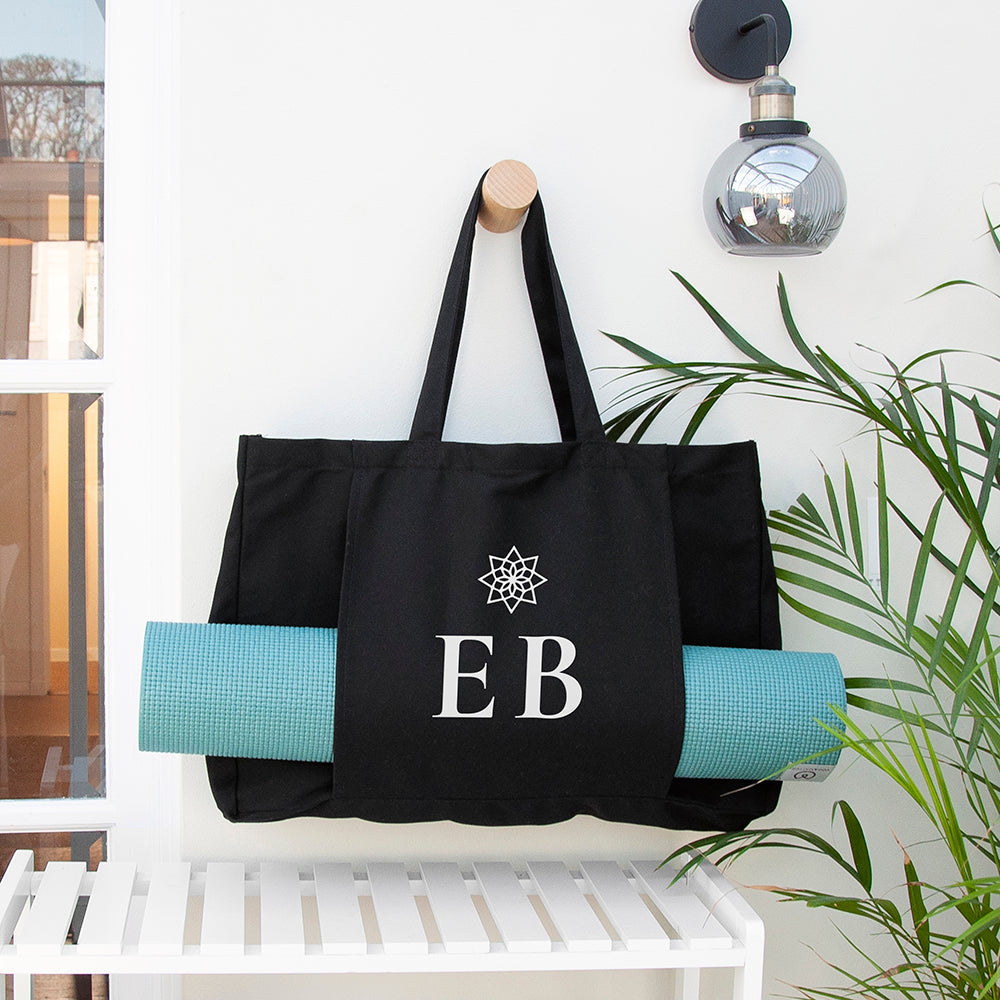 Personalized Organic Yoga Tote Bags Black - Bags at Gift Moments