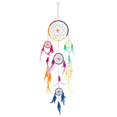 Vibrant Multi Rainbow Dreamcatcher 90cm: 1 - Dreamcatchers By Gift Moments