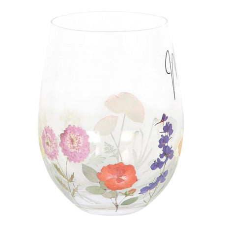 Mum Wildflower Stemless Glass: 4 - Glassware By Gift Moments