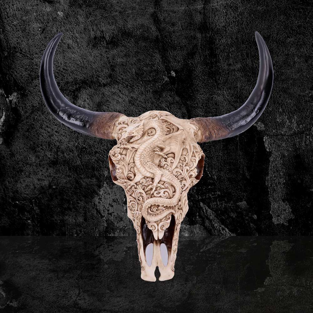 Mythical Markings Carved Dragon Animal Skull: 1 - Wall Hanging Sculptures By Gift Moments