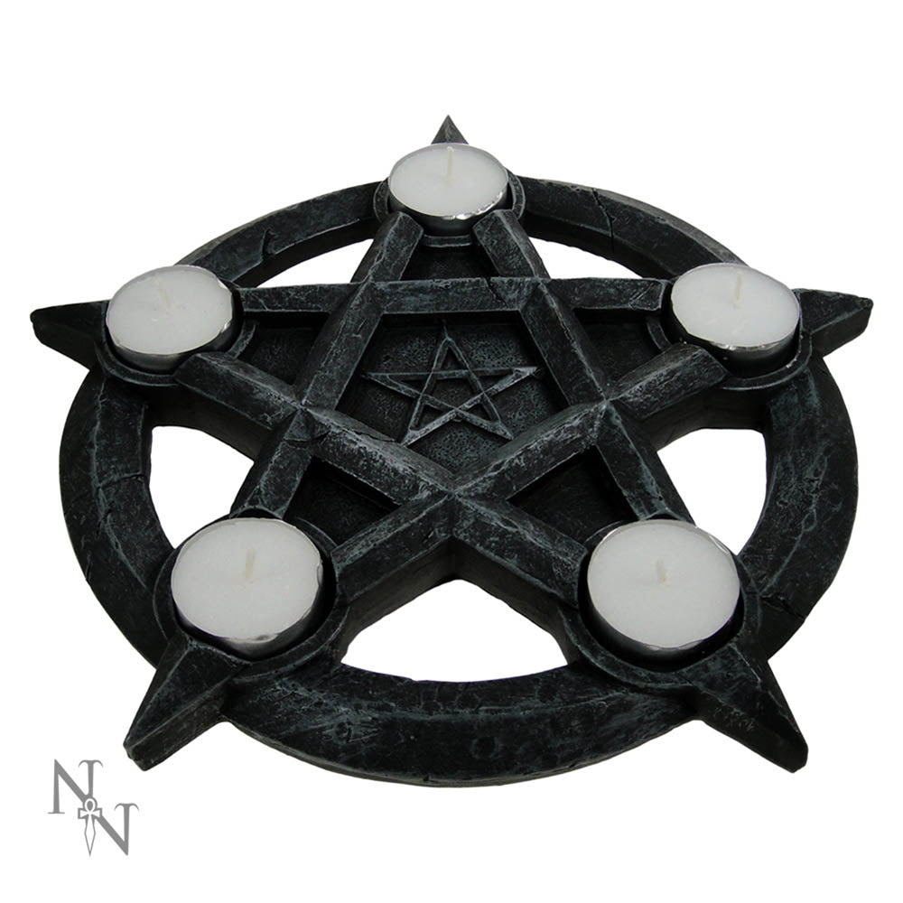 Pentagram Gothic Wiccan Tealight Holder - Candles & Holders at Gift Moments