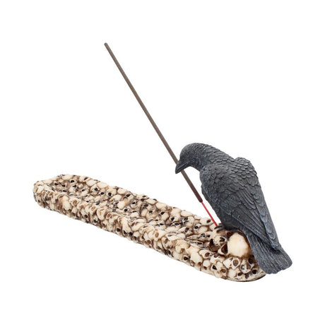 Raven Perched On A Skull Incense Holder 25cm - Incense Holders at Gift Moments