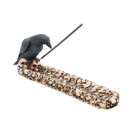 Raven Perched On A Skull Incense Holder 25cm Default Title - Incense Holders at Gift Moments