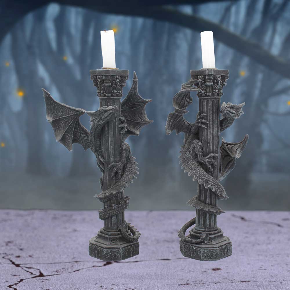 Guardians of the light Dragon Candle Holders (Set of 2) 28cm - Candles & Holders at Gift Moments