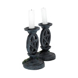 Pair of Aged Ivy Pentagram Candlesticks Gothic Candle Holders - Candles & Holders at Gift Moments