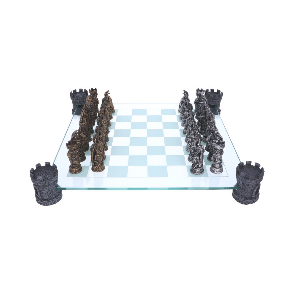 Raised Fantasy Kingdom Of The Dragon Chess Set With Corner Towers 43cm - Chess Sets at Gift Moments